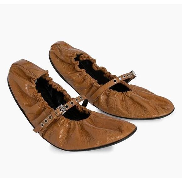 Pierre Hardy Margot Patent Leather Ballet Flats in Tan 37 - Picture 1 of 3